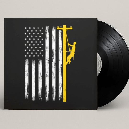 Lineman US Flag Lineworker Patriotic Custom Vinyl Record Sleeves