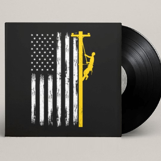 Lineman US Flag Lineworker Patriotic Custom Vinyl Record Sleeves