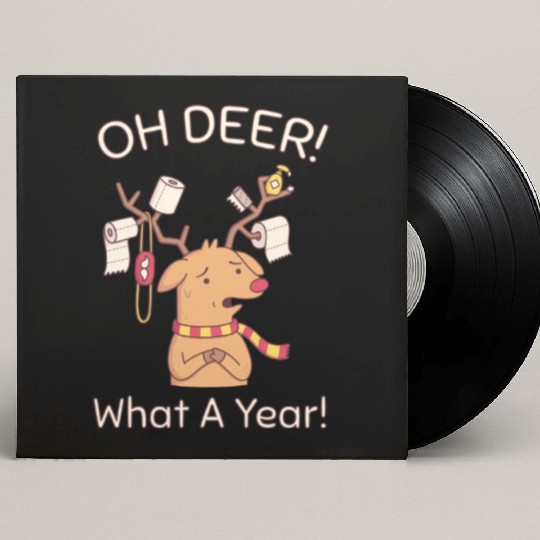 Oh Deer What A Year Reindeer and Toilet Paper Custom Vinyl Record Sleeves