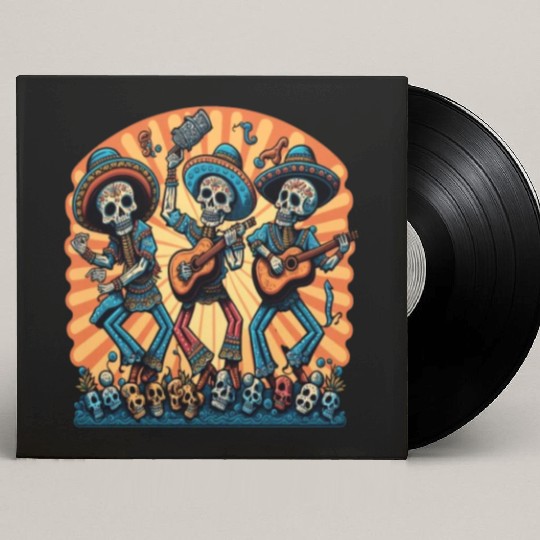 Mexican Folk Dance Fans Dancing Sugar Skull Custom Vinyl Record Sleeves