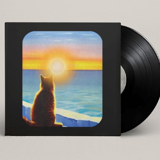 Cat watching sunset Classic Custom Vinyl Record Sleeves