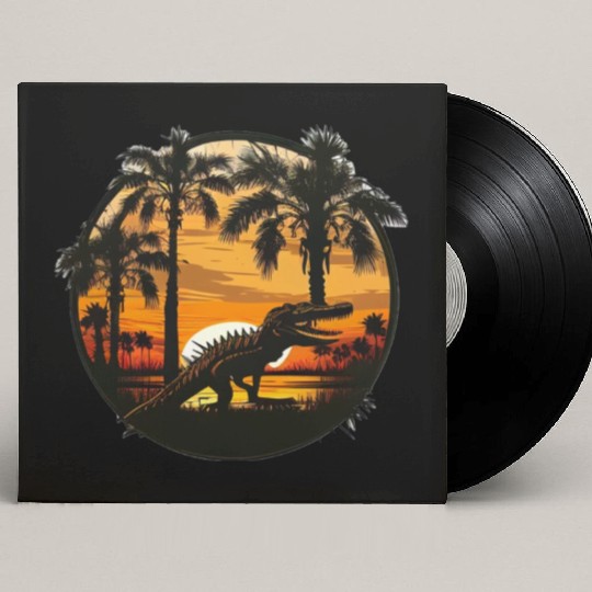Florida Everglades Sunset Alligator and Palm Tree Custom Vinyl Record Sleeves