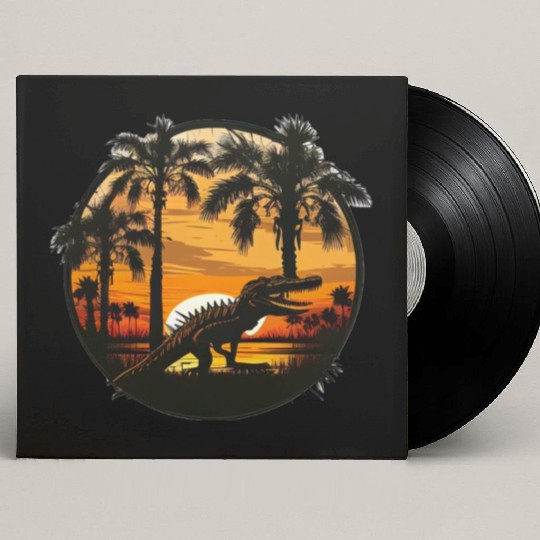 Florida Everglades Sunset Alligator and Palm Tree Custom Vinyl Record Sleeves