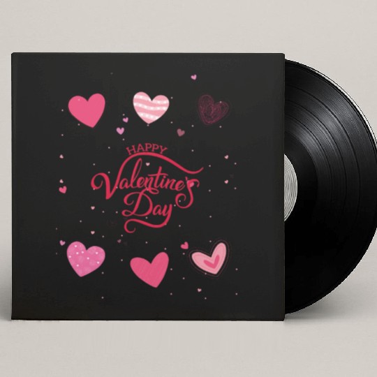 Heart-filled happiness, Happy Valentine's Day Custom Vinyl Record Sleeves
