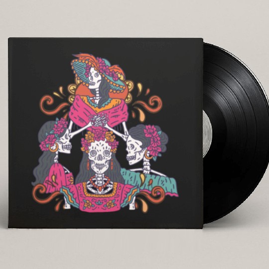 Floral Tarot Card Sugar Skull Dia De Lost Muertos Custom Vinyl Record Sleeves