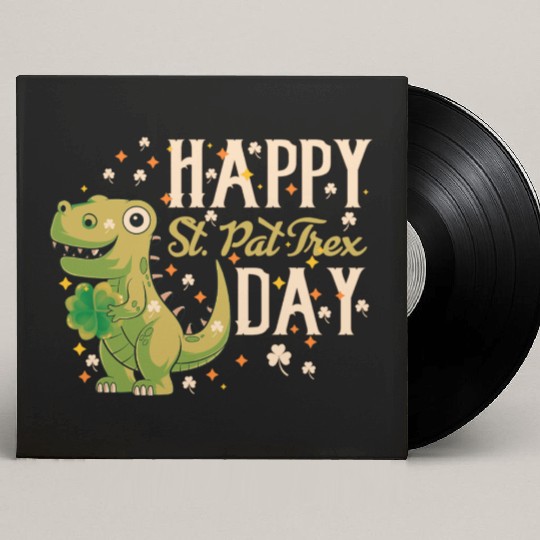 Irish Trex Dino St Patricks Day Kids Toddler Boys Custom Vinyl Record Sleeves