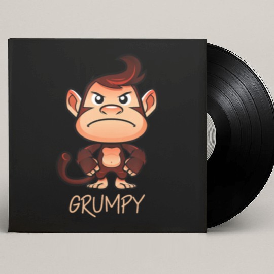 Grumpy Monkey Meme Aesthetic Bad Mood chimpanzee Custom Vinyl Record Sleeves