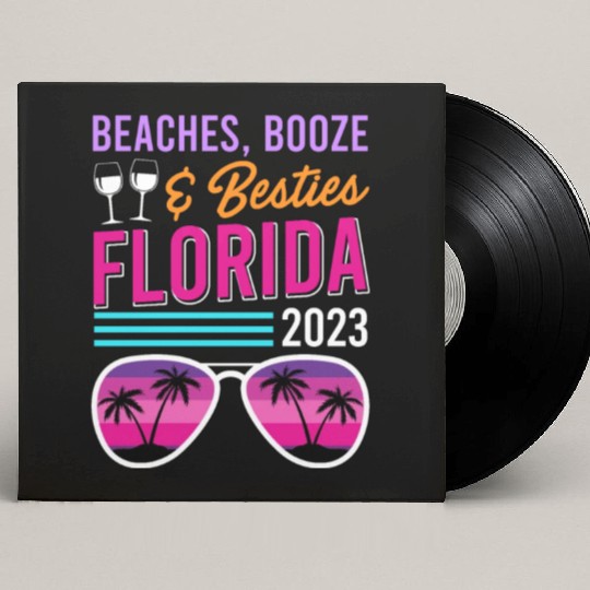 Beach Booze Besties Florida Vacation Spring Break Custom Vinyl Record Sleeves