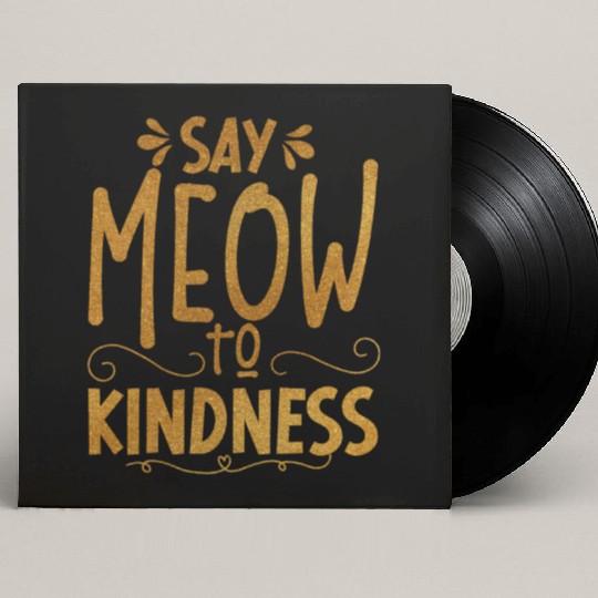 Cute Golden say meow to kindness typography Custom Vinyl Record Sleeves