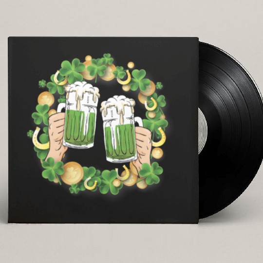 St. Patrick's Day Irish Green Beer, Wine Cups Custom Vinyl Record Sleeves