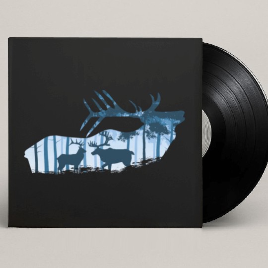 Elk Deer Silhouette Forest Animals Custom Vinyl Record Sleeves