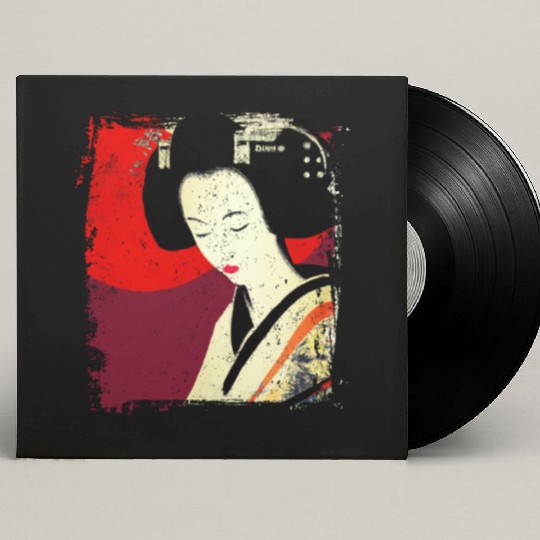 Geisha, traditional digital art, Japan Custom Vinyl Record Sleeves
