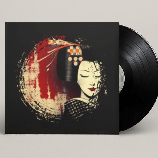 Geisha, traditional digital art, Japan Custom Vinyl Record Sleeves