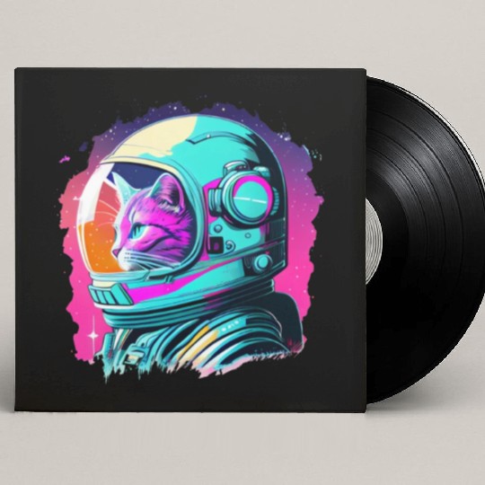 Aesthetic Vaporwave Space Cat 80s 90s Astronaut Custom Vinyl Record Sleeves