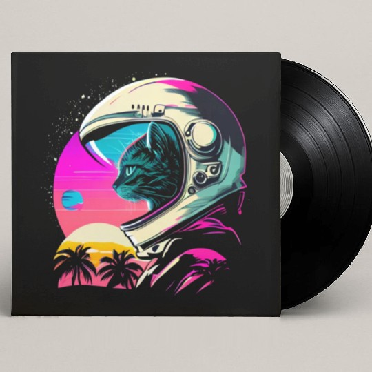 Aesthetic Vaporwave Space Cat 80s 90s Astronaut Custom Vinyl Record Sleeves