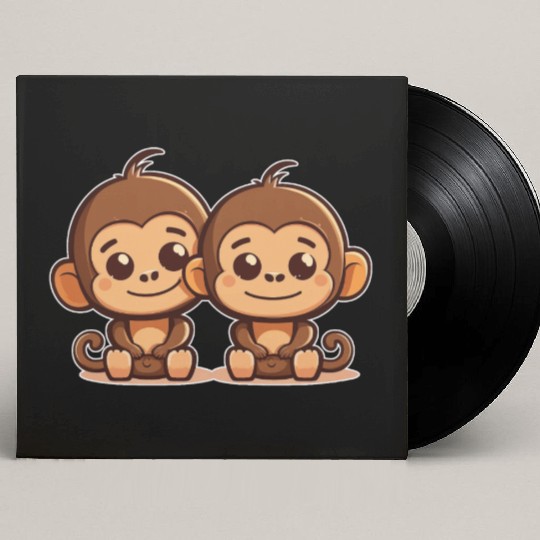 Monkeys siblings brother sister family love ape Custom Vinyl Record Sleeves