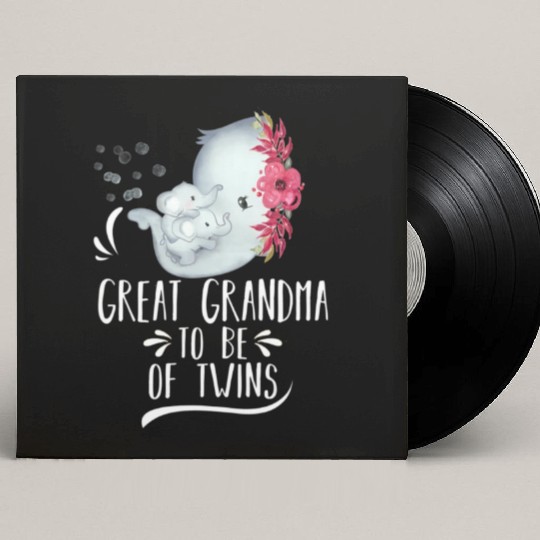 Great Grandma To Be Of Twins Elephant Baby Shower Custom Vinyl Record Sleeves