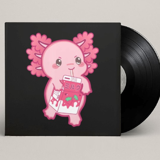 Kawaii Axolotl Strawberry Milk Teen Girl Kids Japa Custom Vinyl Record Sleeves