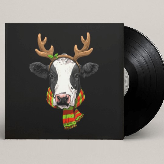 Cow Christmas Santa Clause ReindeerCow Lover Farme Custom Vinyl Record Sleeves