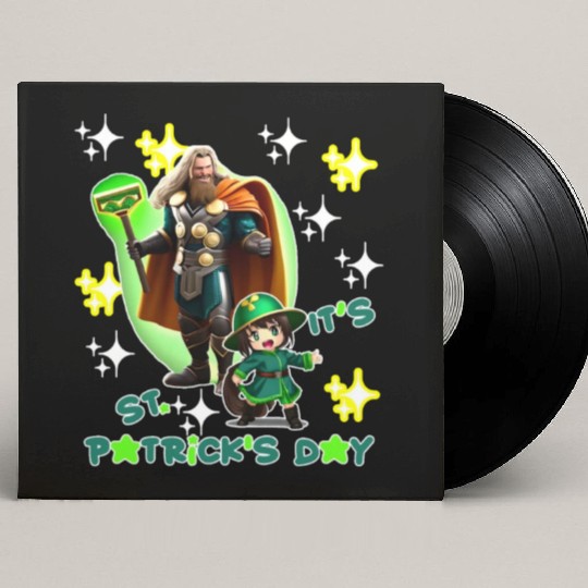 Kids St. Patrick's Day Shamrock "Thor, anime" Custom Vinyl Record Sleeves