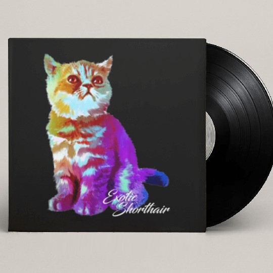 Colorful Exotic Shorthair Cat Funny Kitties Lover Custom Vinyl Record Sleeves