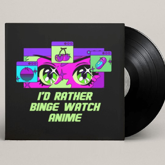 Id Rather Binge Watch Anime Kawaii Japanese Cute J Custom Vinyl Record Sleeves