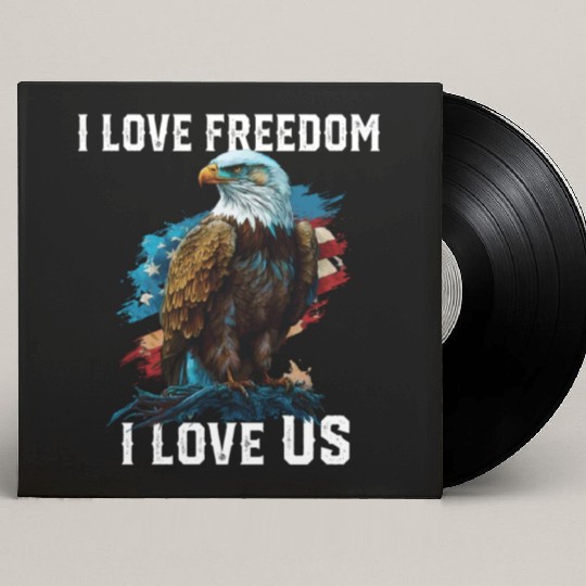 I Love Freedom I Love US American Bald Eagle Custom Vinyl Record Sleeves