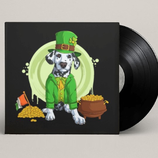 Dalmatian Puppy, Irish Flag, Gold, Shamrock Dog St Custom Vinyl Record Sleeves
