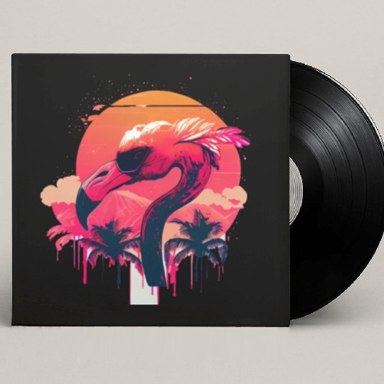 Retro Sunset Pink Flamingo Summer Design Flamingo Custom Vinyl Record Sleeves