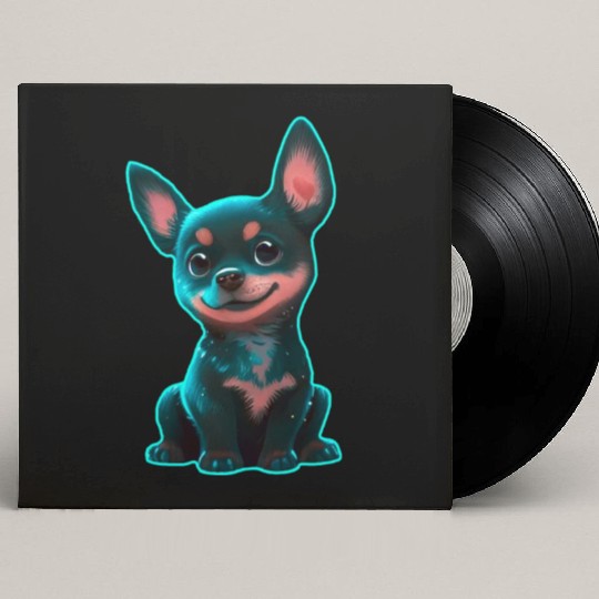 Australian Kelpie puppy neon Custom Vinyl Record Sleeves