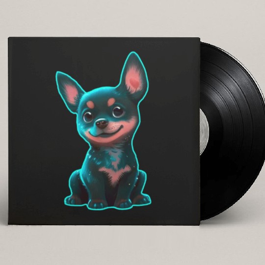 Australian Kelpie puppy neon Custom Vinyl Record Sleeves