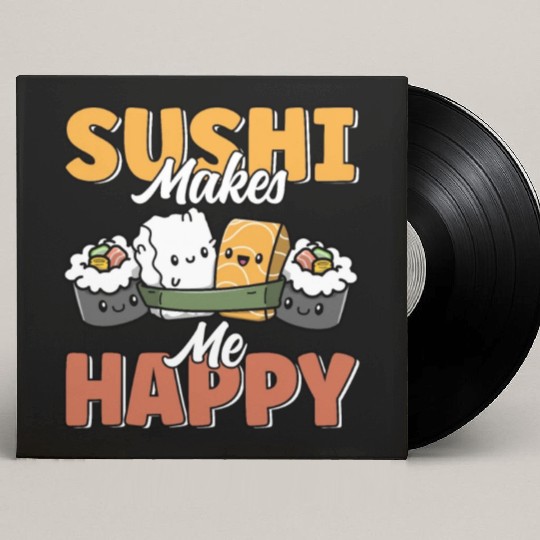 Sushi Makes Me Happy Cute Funny Kawaii Japanese Custom Vinyl Record Sleeves