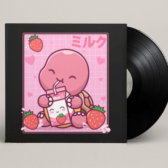 Kawaii Turtle Lover Strawberry Milk Shake Otaku Custom Vinyl Record Sleeves