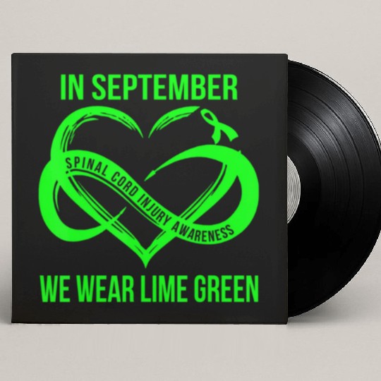 In September We Wear Lime Green Spinal Cord Injury Custom Vinyl Record Sleeves