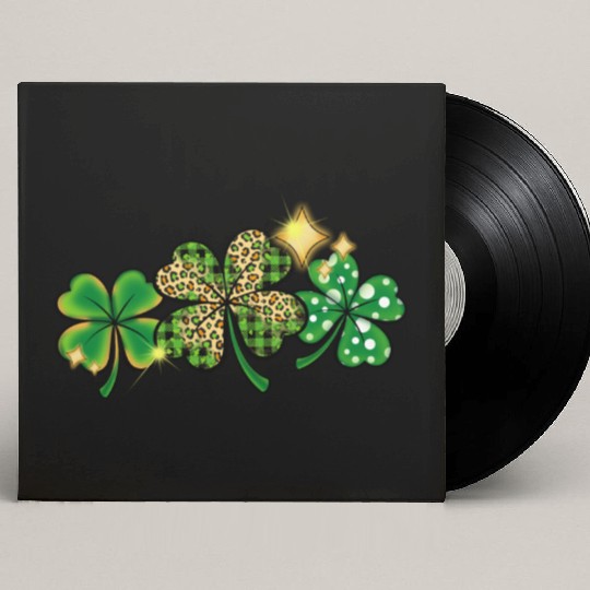 Happy Patricks Day With Leaf Green And Leopard Custom Vinyl Record Sleeves