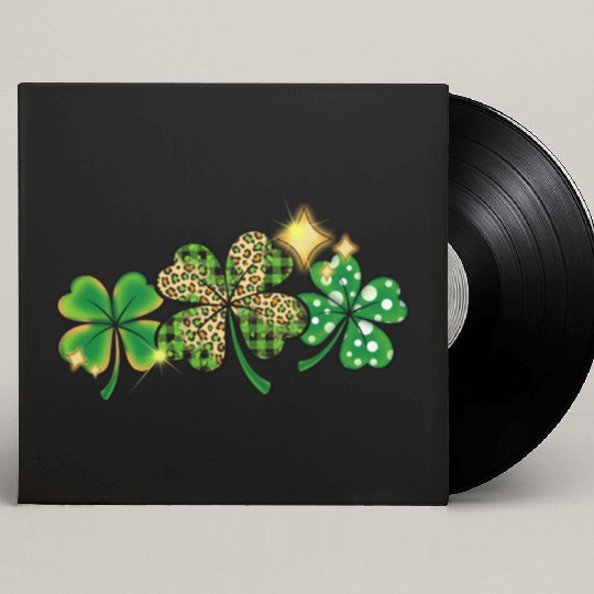 Happy Patricks Day With Leaf Green And Leopard Custom Vinyl Record Sleeves