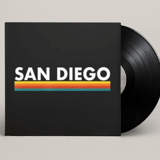 San Diego California SD Retro Stripes Classic Custom Vinyl Record Sleeves