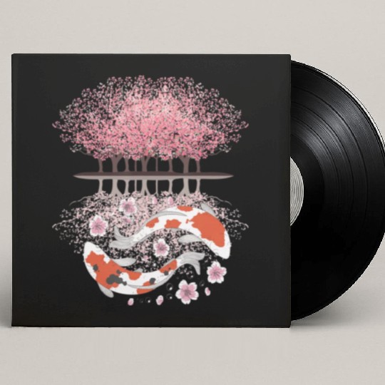 Koi Sakura Tree Upside Down Cherry Blossom Japanes Custom Vinyl Record Sleeves