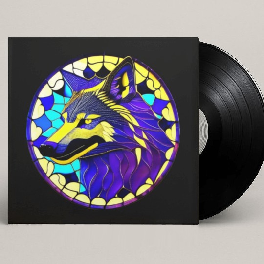 Moonlit Majesty The Art of Stained Glass Wolves Custom Vinyl Record Sleeves