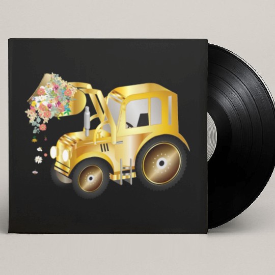Tractor front loader with blossom flowers Custom Vinyl Record Sleeves