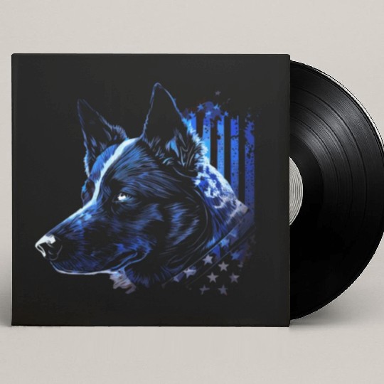 American Police Flag K9 Unit Patriotic Dog Lover Custom Vinyl Record Sleeves
