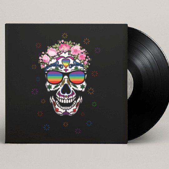 Rainbow Dia De Los Muertos LGBTQ LGBT Pride Month Custom Vinyl Record Sleeves
