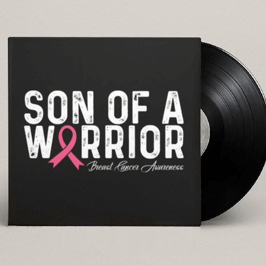 Son Of A Warrior Pink Ribbon Breast Cancer Custom Vinyl Record Sleeves