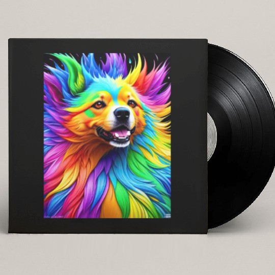 Labrador Retriever with rainbow splashes of colors Custom Vinyl Record Sleeves