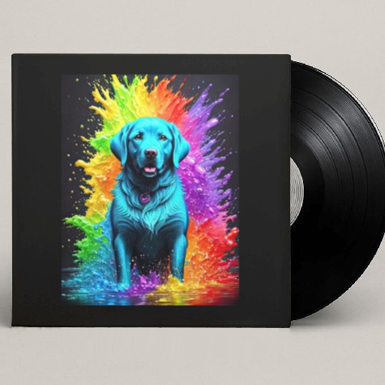 Labrador Retriever with rainbow splashes of colors Custom Vinyl Record Sleeves