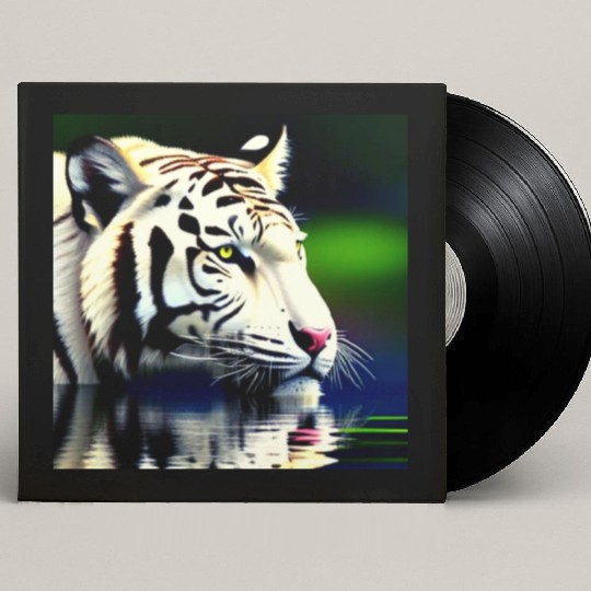 White Tiger Reflection Custom Vinyl Record Sleeves