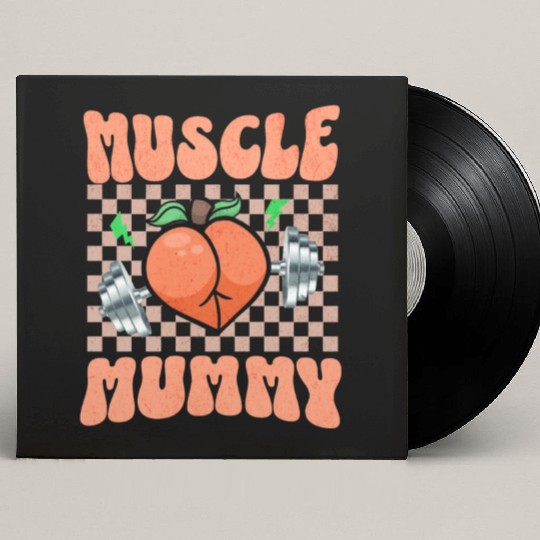Muscle Mommy Gym Bodybuilder and Weightlifting Gif Custom Vinyl Record Sleeves