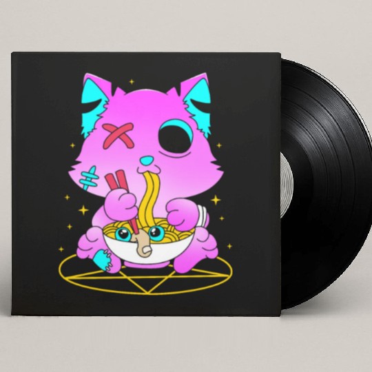 Pastel Goth Ramen Cat Kawaii Anime Japanese Custom Vinyl Record Sleeves
