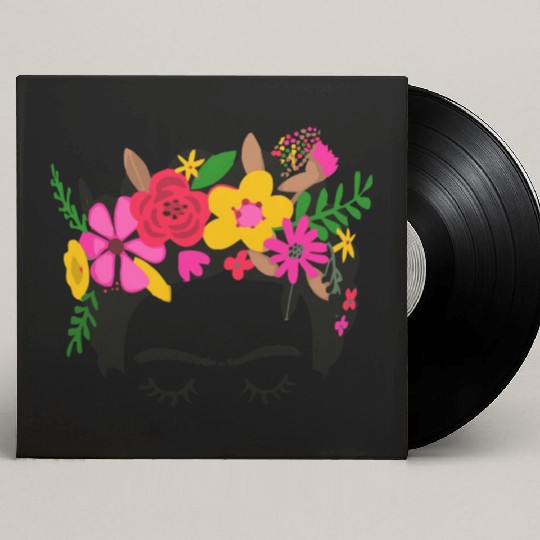 Frida Kahlo Illustration Floral Boho Style Mexican Custom Vinyl Record Sleeves