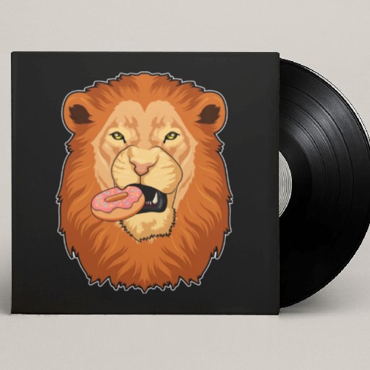 Lion With Donut Custom Vinyl Record Sleeves